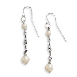 James Avery Twisted Pearl Drop Earrings